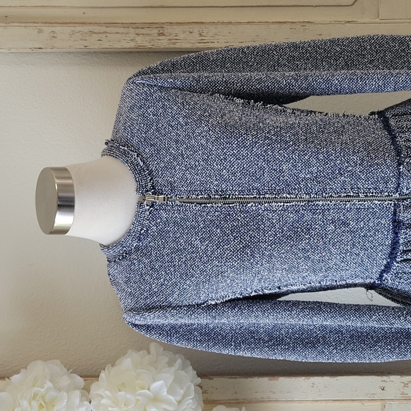 Rebecca Taylor tweed fringed full front zip peplum jacket women's size 6 - Picture 3 of 13